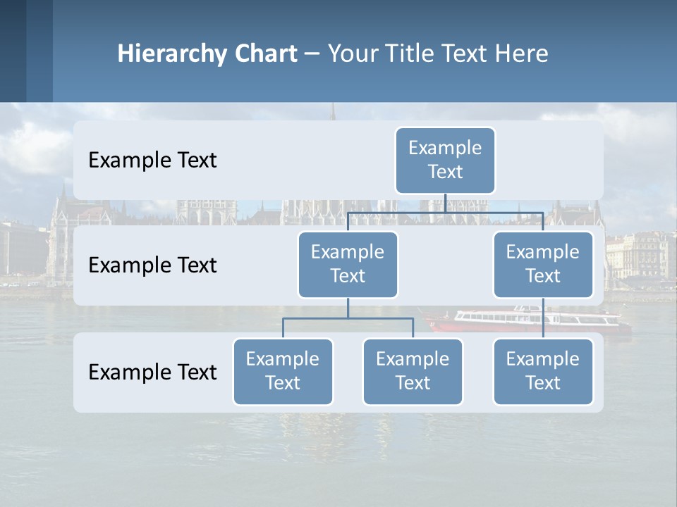 A Red Boat Is In The Water Near A Large Building PowerPoint Template