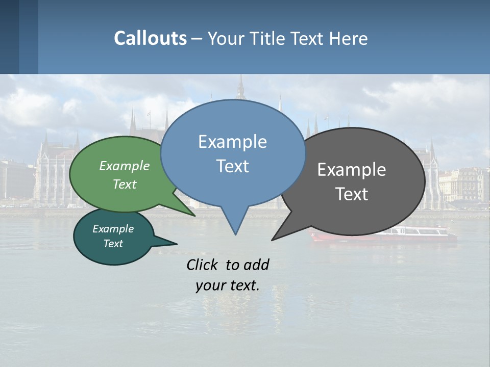 A Red Boat Is In The Water Near A Large Building PowerPoint Template