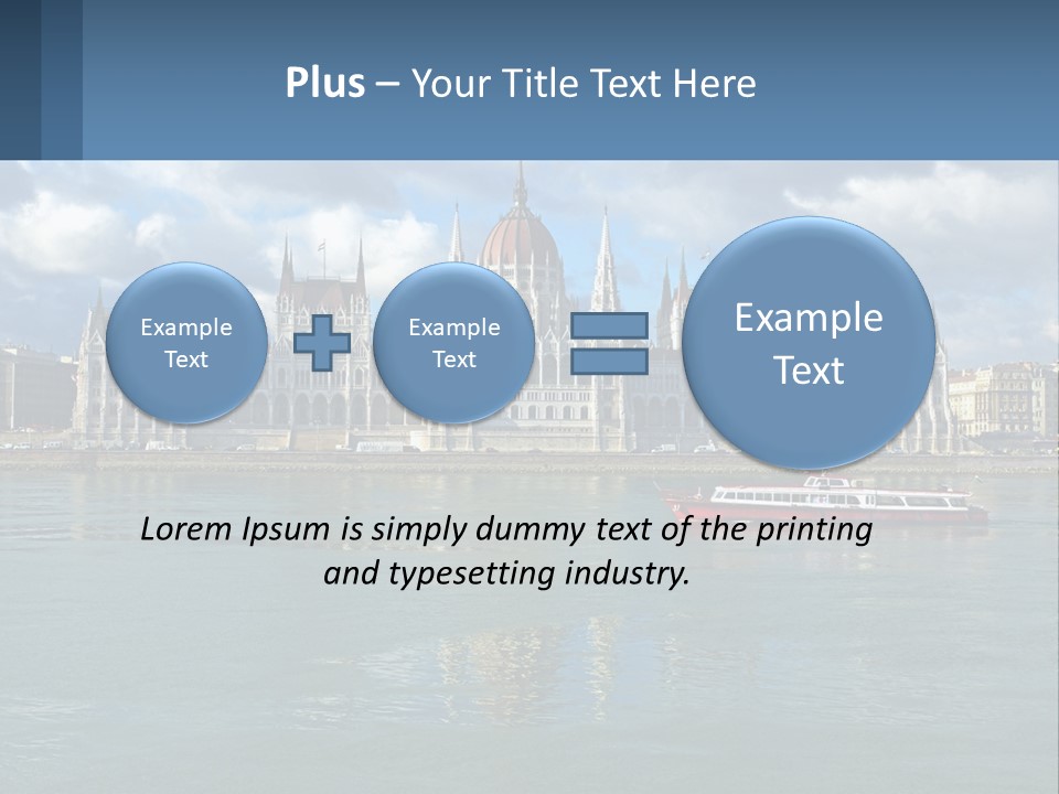 A Red Boat Is In The Water Near A Large Building PowerPoint Template