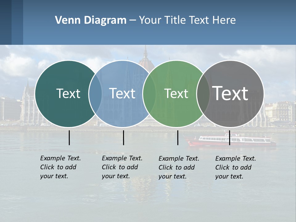 A Red Boat Is In The Water Near A Large Building PowerPoint Template