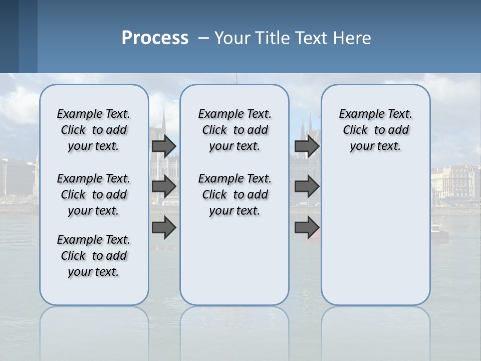 A Red Boat Is In The Water Near A Large Building PowerPoint Template