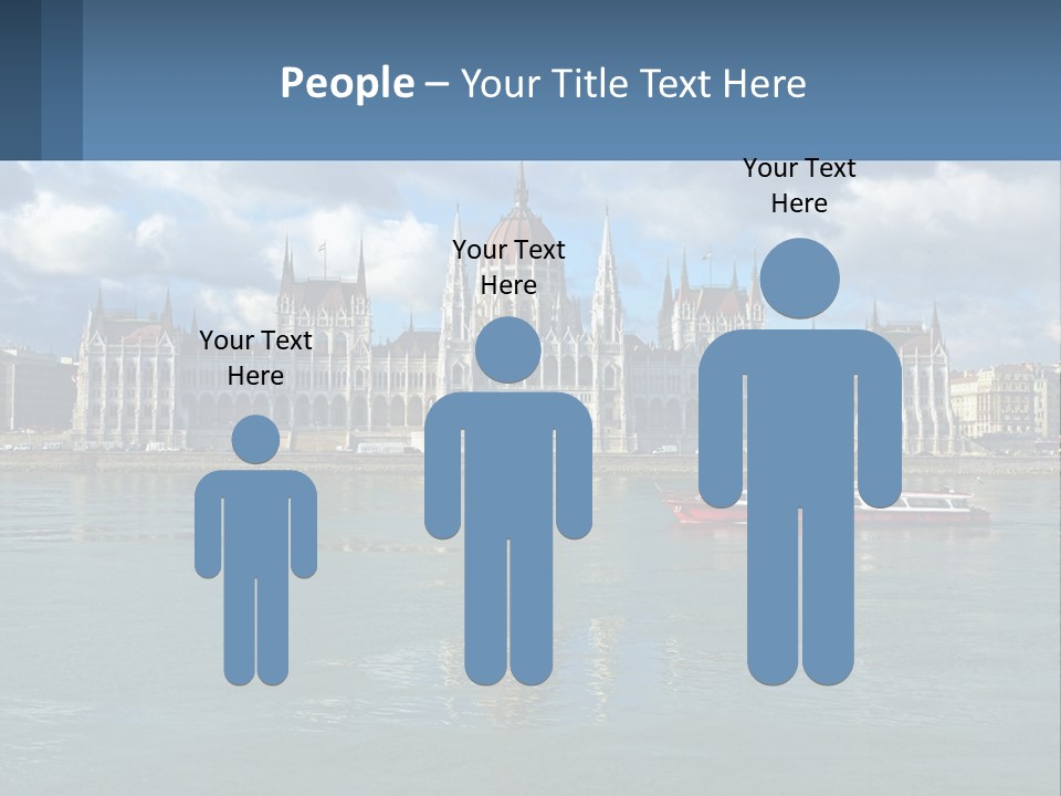 A Red Boat Is In The Water Near A Large Building PowerPoint Template