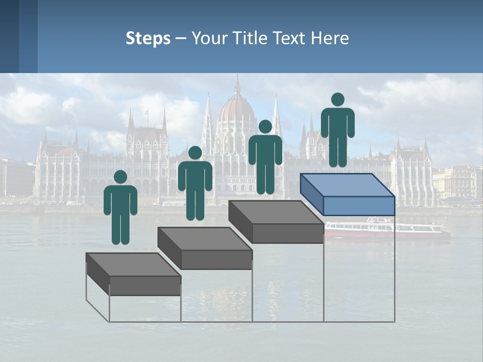 A Red Boat Is In The Water Near A Large Building PowerPoint Template