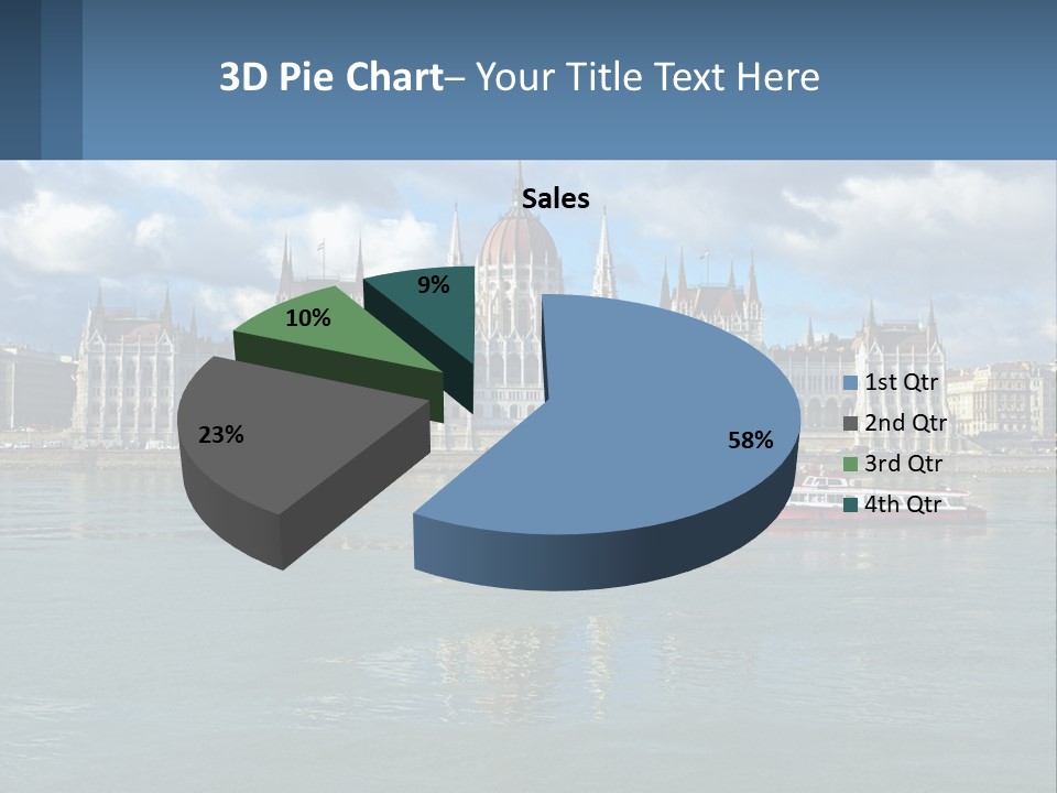 A Red Boat Is In The Water Near A Large Building PowerPoint Template