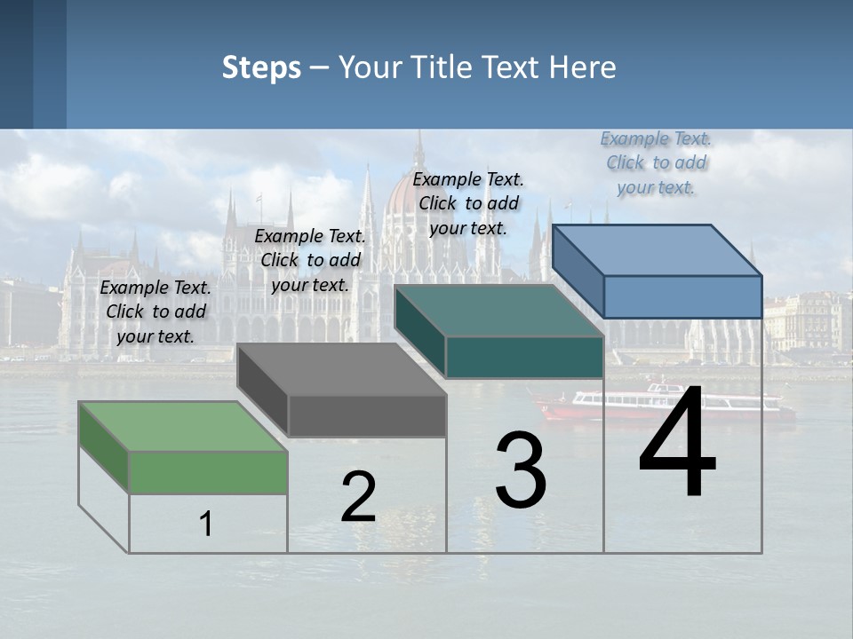 A Red Boat Is In The Water Near A Large Building PowerPoint Template