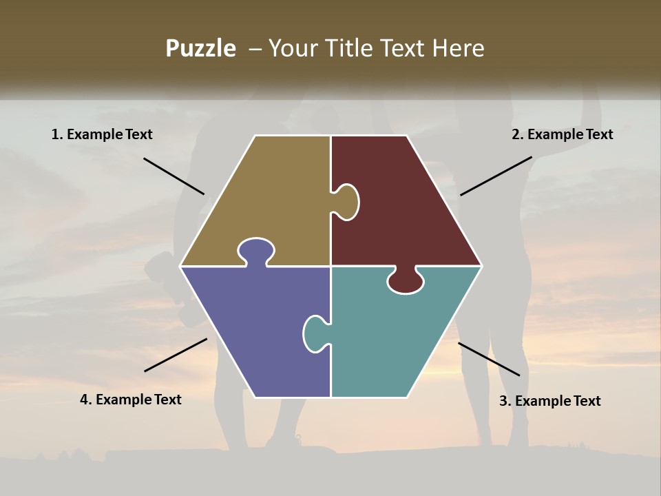 A Man And A Woman Holding Dumb Dumbs In Front Of A Sunset PowerPoint Template