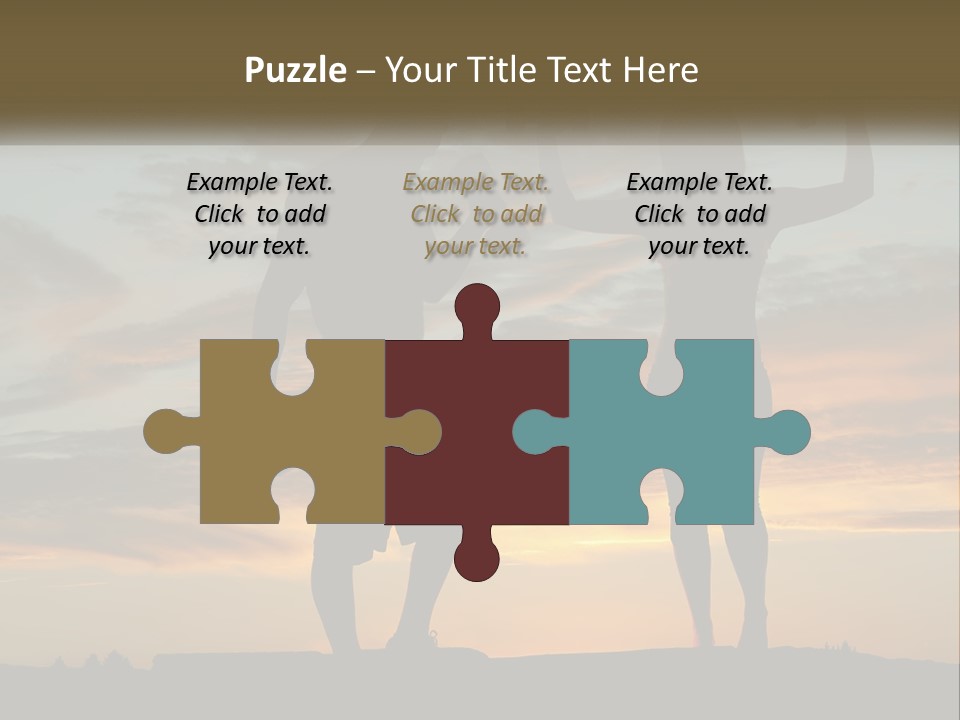 A Man And A Woman Holding Dumb Dumbs In Front Of A Sunset PowerPoint Template