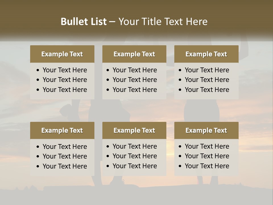 A Man And A Woman Holding Dumb Dumbs In Front Of A Sunset PowerPoint Template