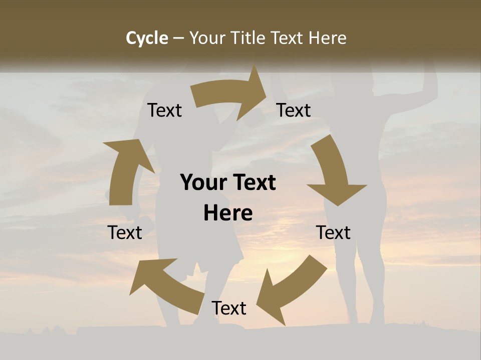 A Man And A Woman Holding Dumb Dumbs In Front Of A Sunset PowerPoint Template