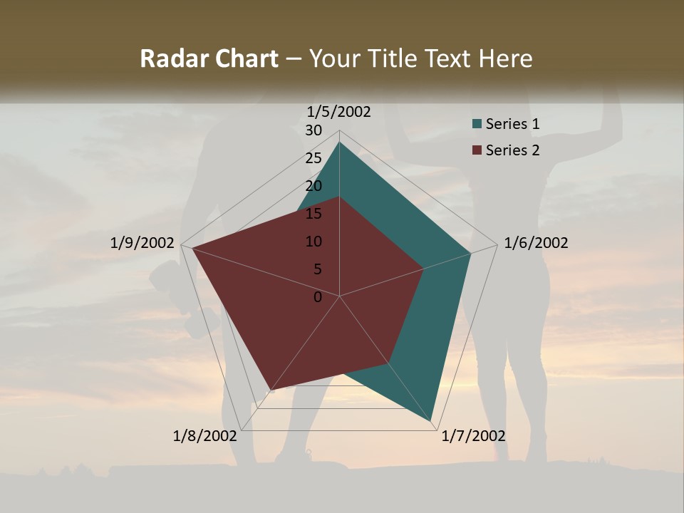 A Man And A Woman Holding Dumb Dumbs In Front Of A Sunset PowerPoint Template