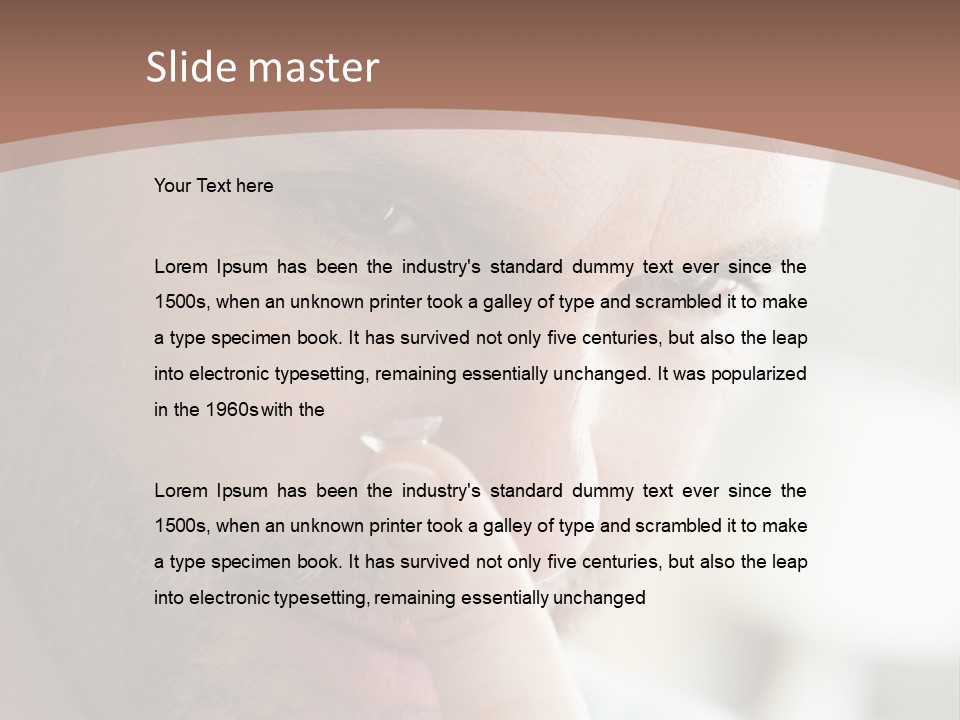 A Man Looking At His Finger Through A Magnifying Glass PowerPoint Template