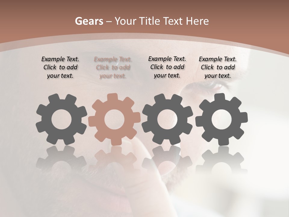 A Man Looking At His Finger Through A Magnifying Glass PowerPoint Template