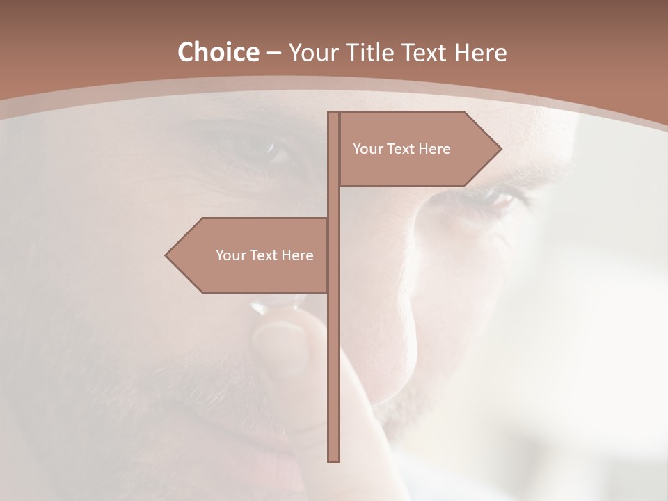 A Man Looking At His Finger Through A Magnifying Glass PowerPoint Template