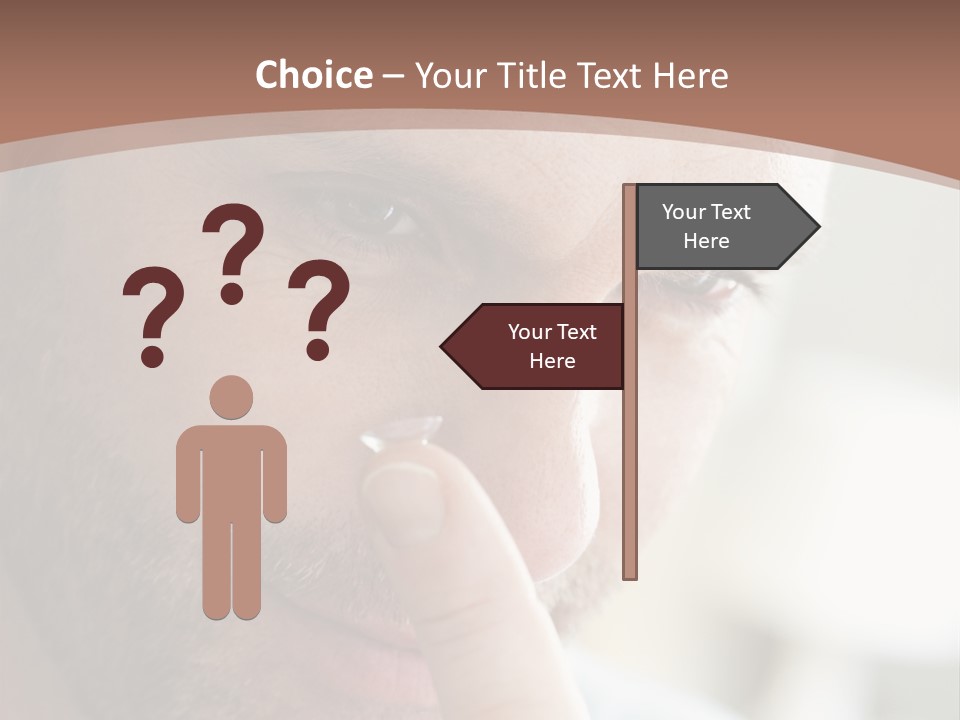 A Man Looking At His Finger Through A Magnifying Glass PowerPoint Template