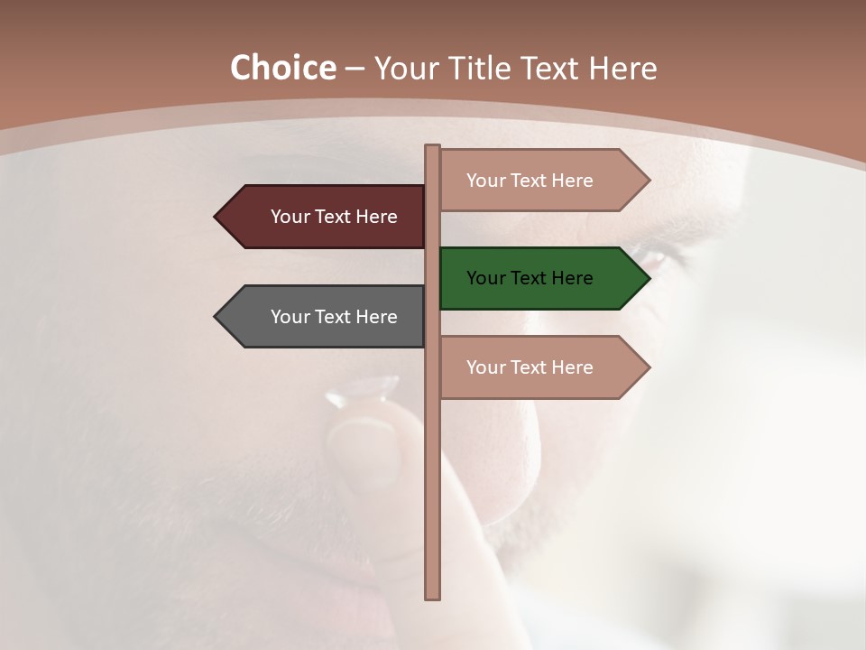 A Man Looking At His Finger Through A Magnifying Glass PowerPoint Template