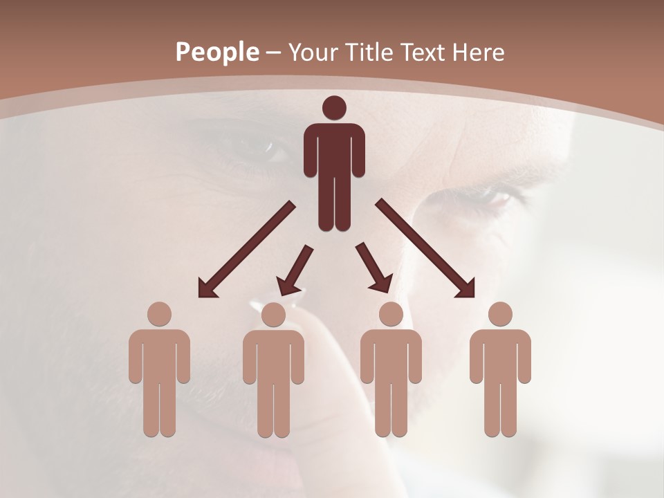 A Man Looking At His Finger Through A Magnifying Glass PowerPoint Template
