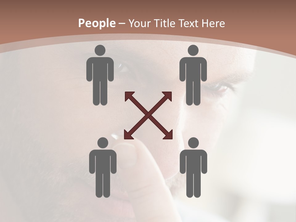 A Man Looking At His Finger Through A Magnifying Glass PowerPoint Template