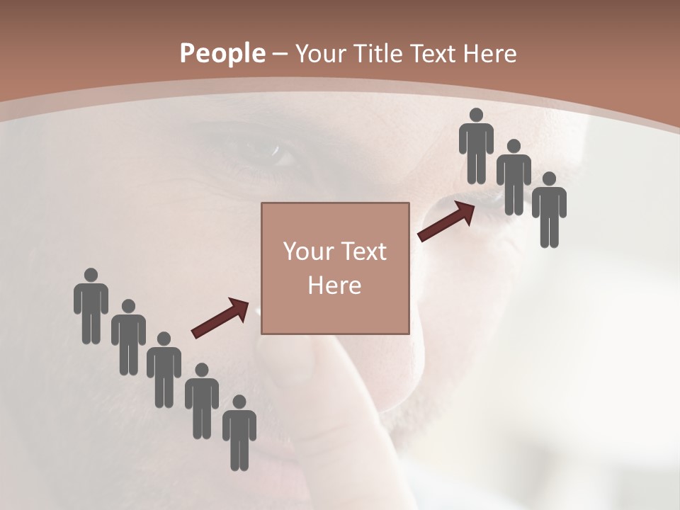 A Man Looking At His Finger Through A Magnifying Glass PowerPoint Template