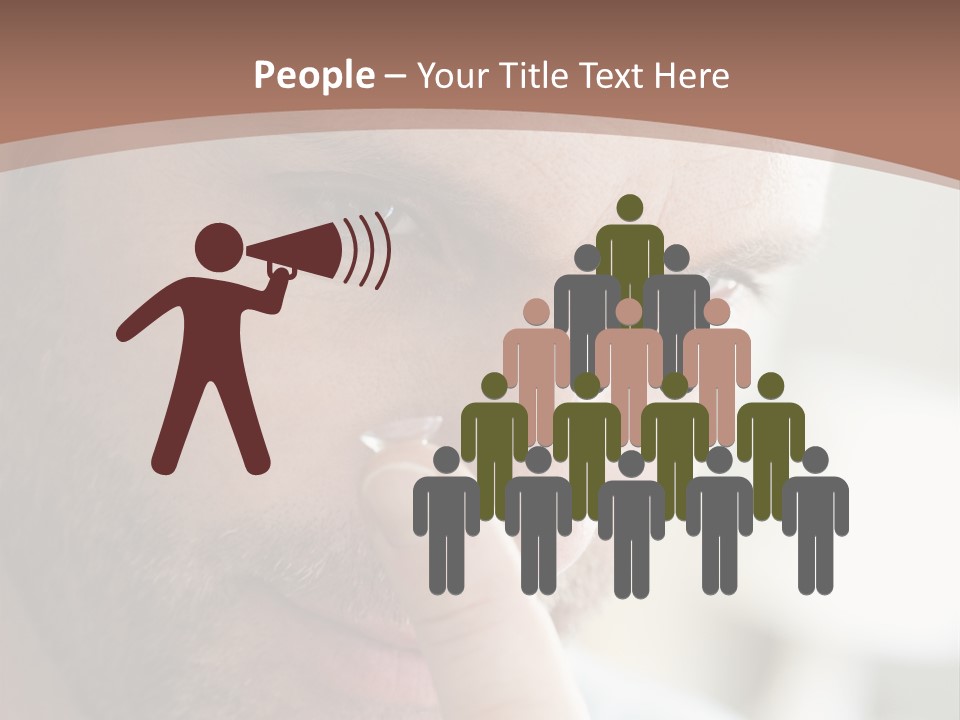 A Man Looking At His Finger Through A Magnifying Glass PowerPoint Template