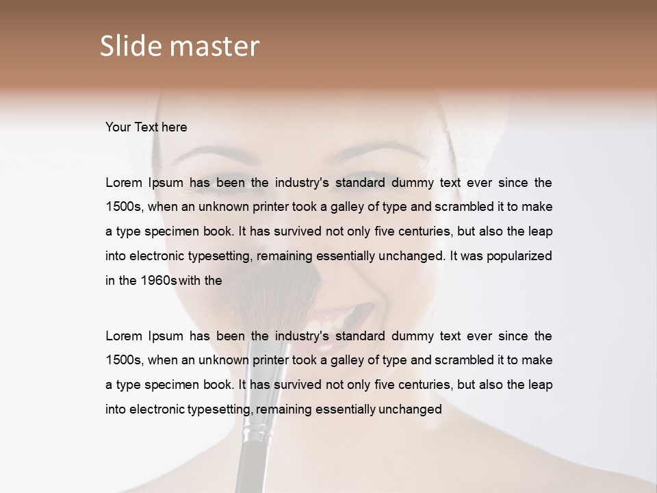 A Smiling Woman With A Brush In Her Mouth PowerPoint Template