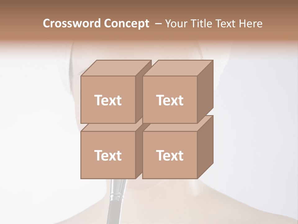 A Smiling Woman With A Brush In Her Mouth PowerPoint Template