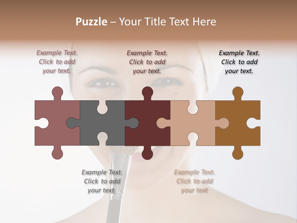 A Smiling Woman With A Brush In Her Mouth PowerPoint Template