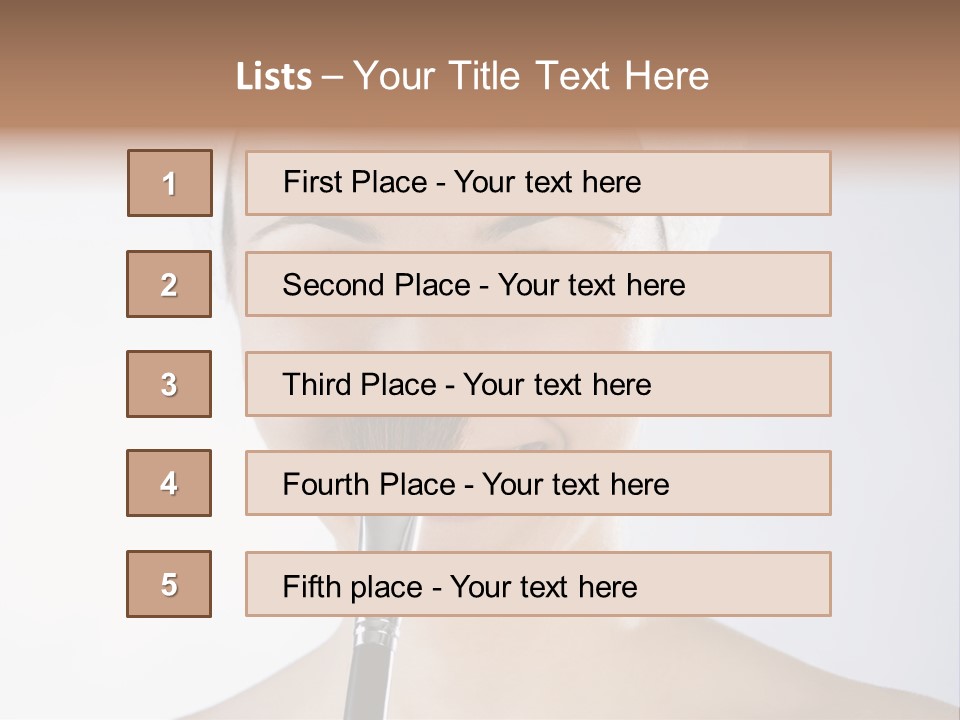 A Smiling Woman With A Brush In Her Mouth PowerPoint Template