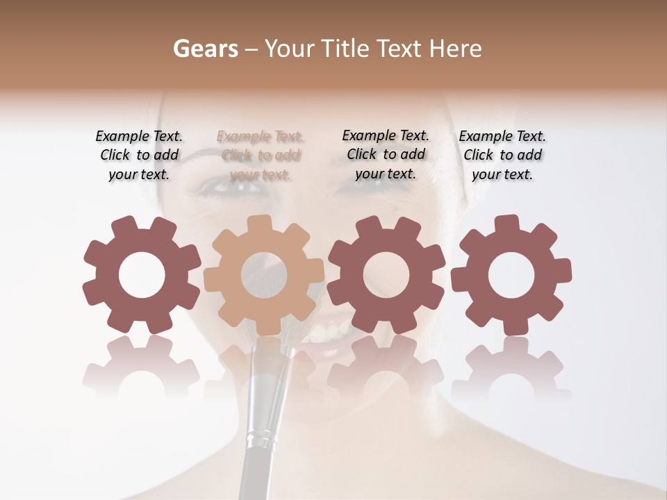 A Smiling Woman With A Brush In Her Mouth PowerPoint Template