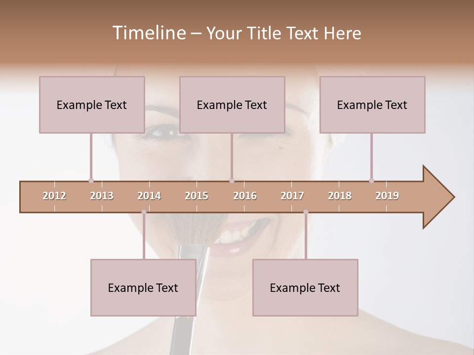 A Smiling Woman With A Brush In Her Mouth PowerPoint Template