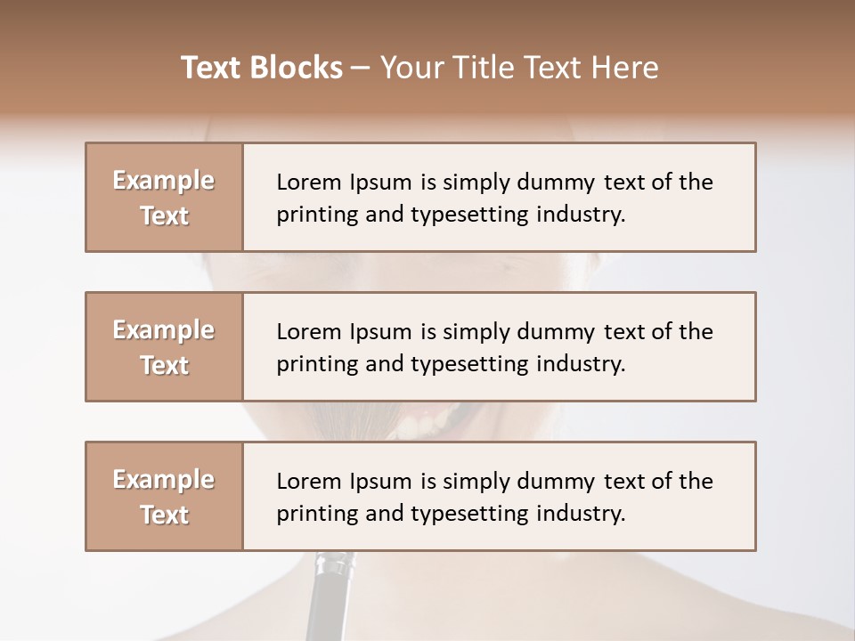 A Smiling Woman With A Brush In Her Mouth PowerPoint Template
