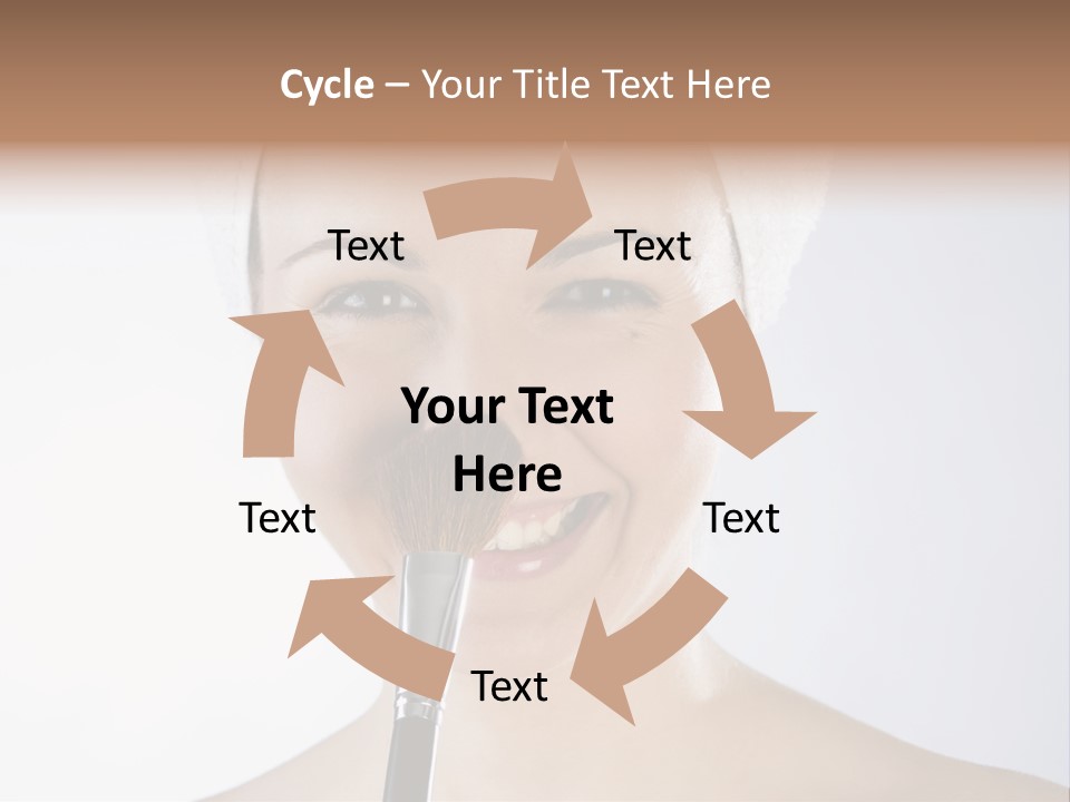 A Smiling Woman With A Brush In Her Mouth PowerPoint Template