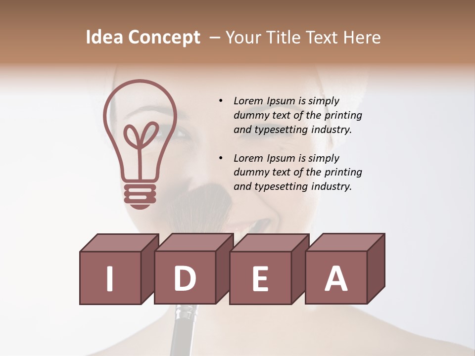 A Smiling Woman With A Brush In Her Mouth PowerPoint Template