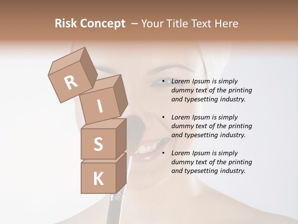 A Smiling Woman With A Brush In Her Mouth PowerPoint Template