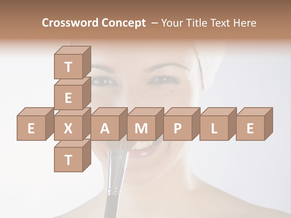 A Smiling Woman With A Brush In Her Mouth PowerPoint Template