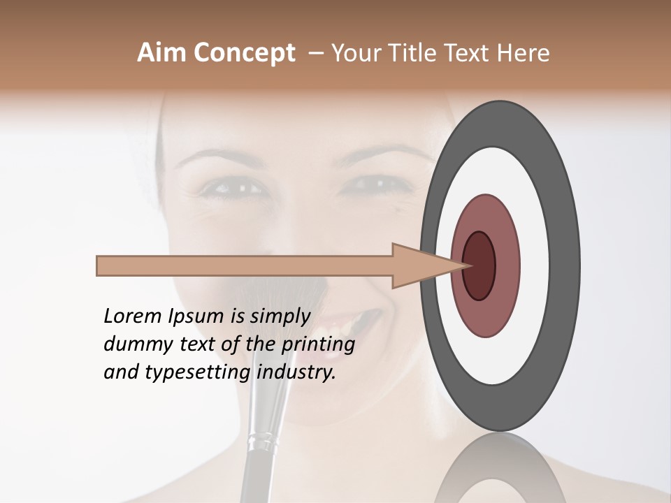 A Smiling Woman With A Brush In Her Mouth PowerPoint Template