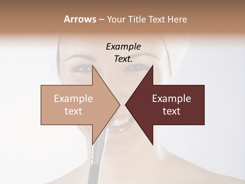 A Smiling Woman With A Brush In Her Mouth PowerPoint Template