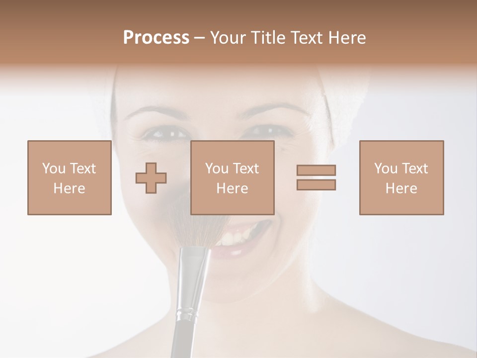 A Smiling Woman With A Brush In Her Mouth PowerPoint Template