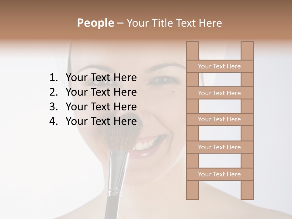 A Smiling Woman With A Brush In Her Mouth PowerPoint Template