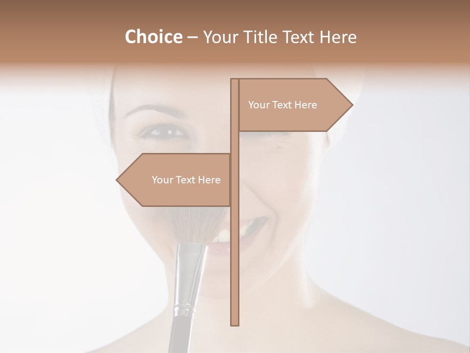 A Smiling Woman With A Brush In Her Mouth PowerPoint Template