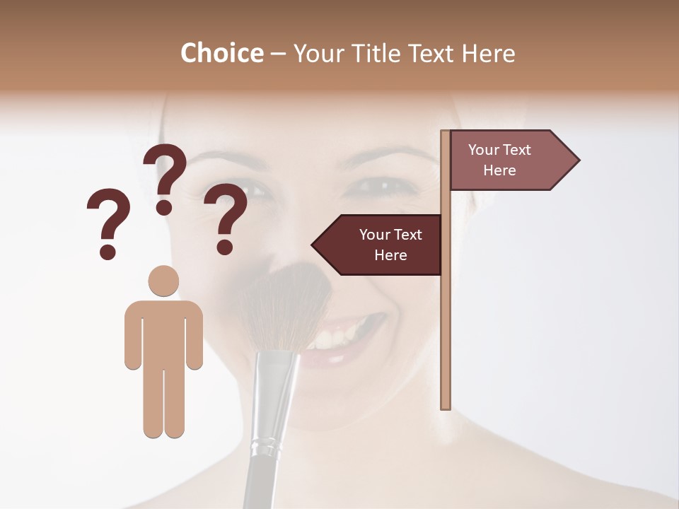 A Smiling Woman With A Brush In Her Mouth PowerPoint Template