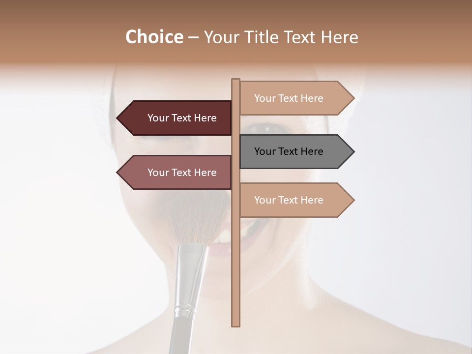 A Smiling Woman With A Brush In Her Mouth PowerPoint Template