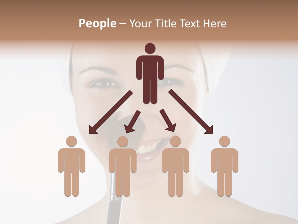 A Smiling Woman With A Brush In Her Mouth PowerPoint Template