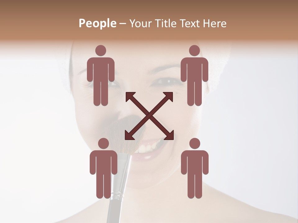 A Smiling Woman With A Brush In Her Mouth PowerPoint Template