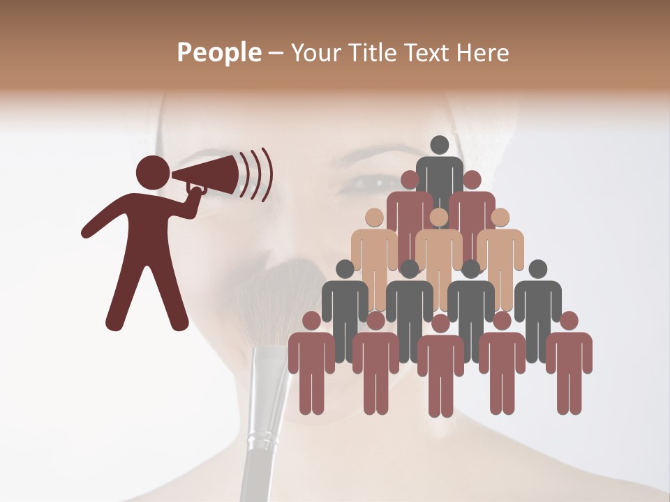 A Smiling Woman With A Brush In Her Mouth PowerPoint Template