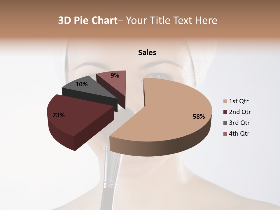 A Smiling Woman With A Brush In Her Mouth PowerPoint Template