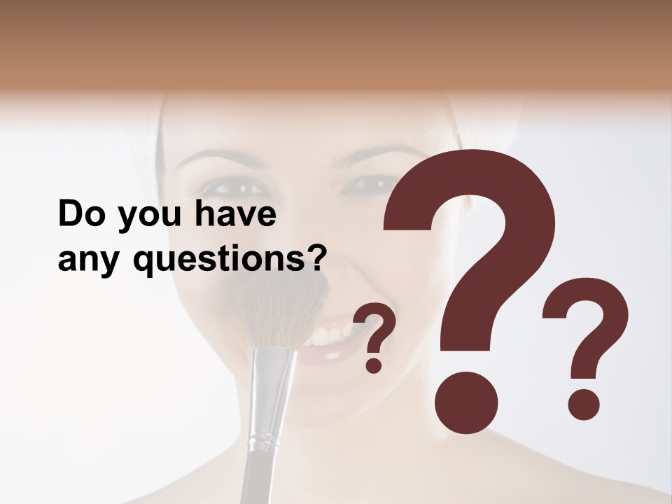 A Smiling Woman With A Brush In Her Mouth PowerPoint Template