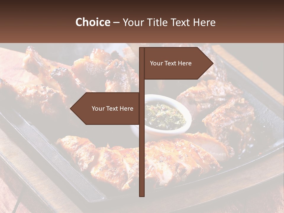 A Plate Of Food With Meat And Sauce On It PowerPoint Template