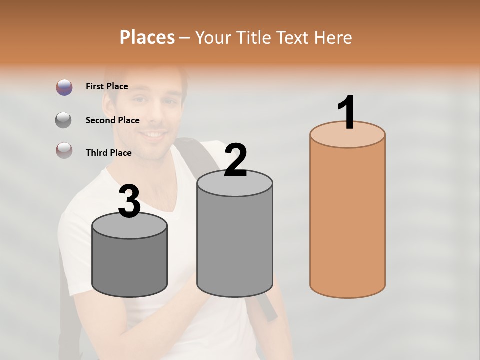 A Man With A Backpack Is Smiling For The Camera PowerPoint Template