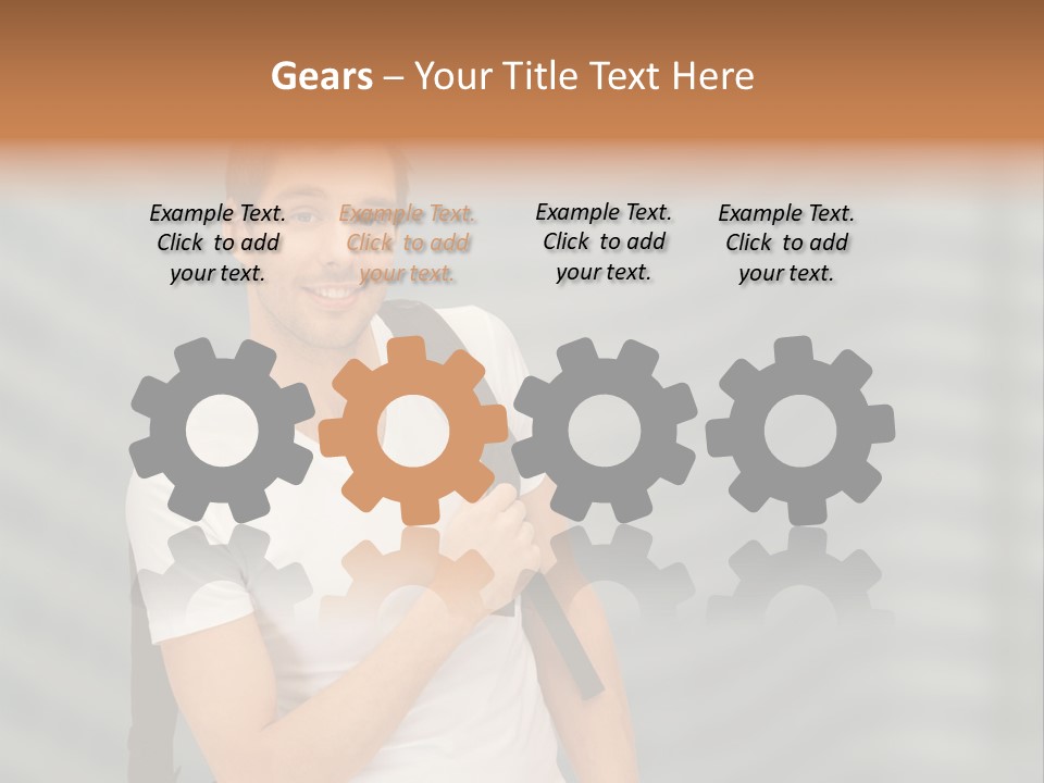 A Man With A Backpack Is Smiling For The Camera PowerPoint Template