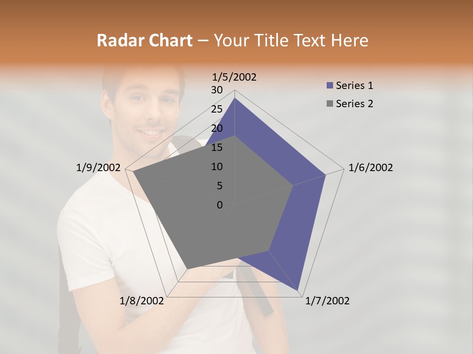 A Man With A Backpack Is Smiling For The Camera PowerPoint Template